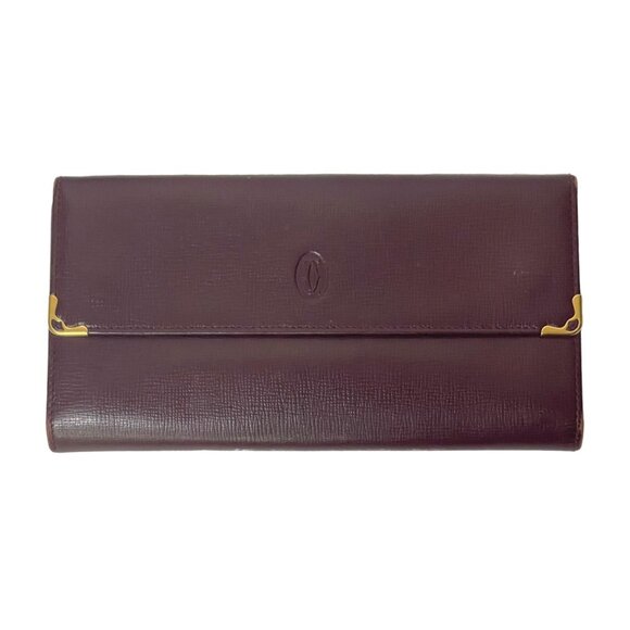 CartierVintage Burgundy Bordeaux Leather Continental Wallet